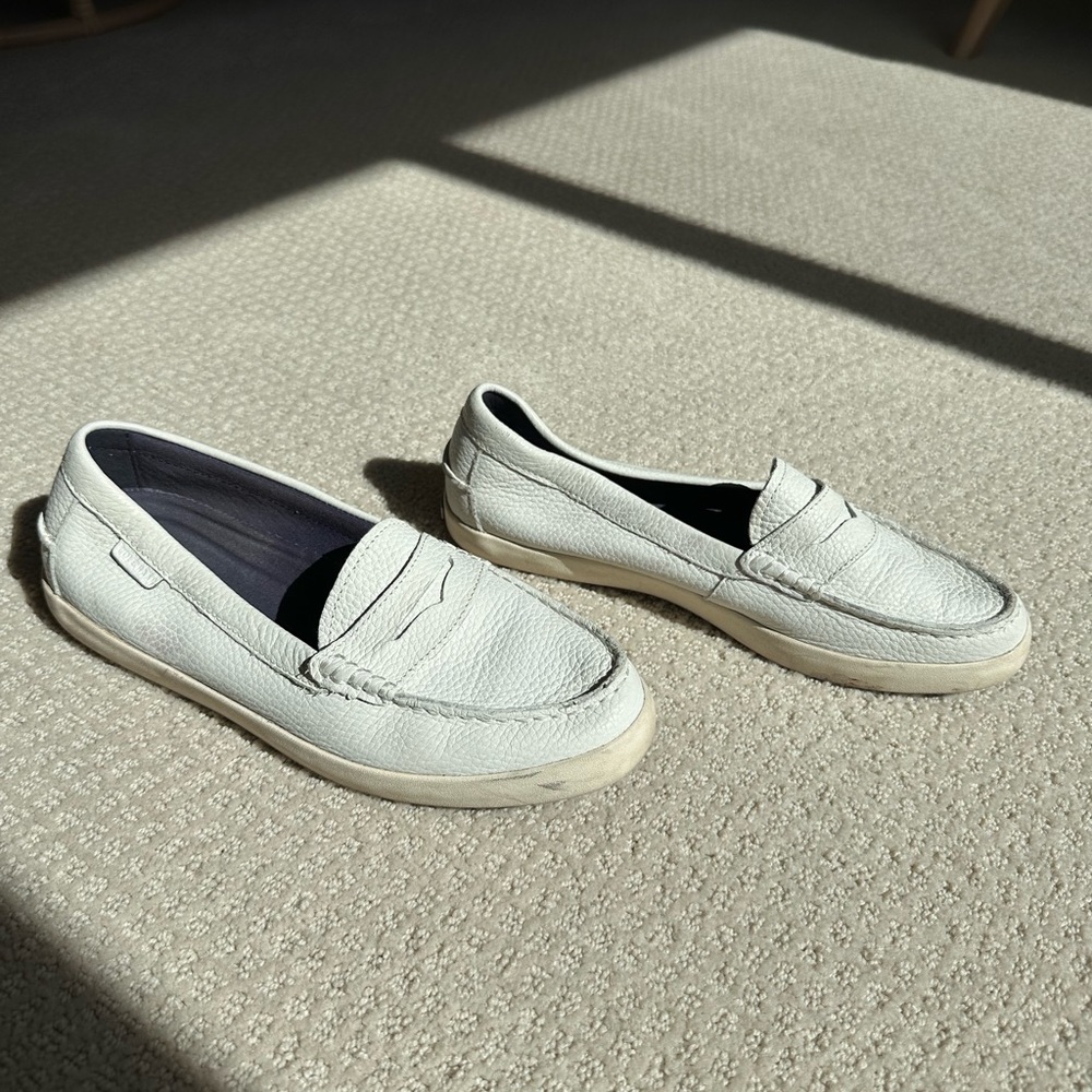Cole Haan White Leather Loafers
